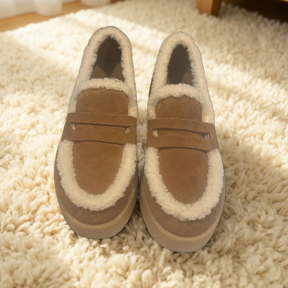 Steve Madden Shearling Lined Loafers in Chestnut Color Size 11 - Picture 6 of 10